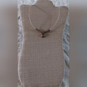 Handmade Brown Peacock Pearl & Owl Charm And Metallic Pink Leather Necklace